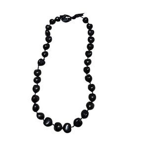 Hawaiian Black Kukui‎ Nut Necklace 20.5" Handmade Traditional Luau Lei